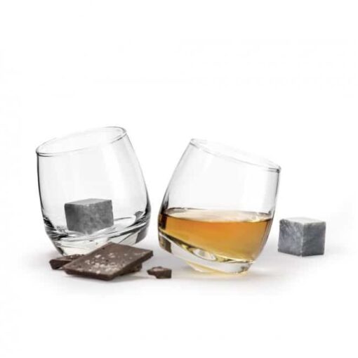 Set 2 Bicchieri da whiskey oscillanti Sagaform e drinking stones