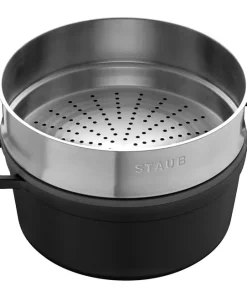 Alternative view of Casseruola Rotonda in Ghisa Nera 26 cm con cestello a vapore inox Staub